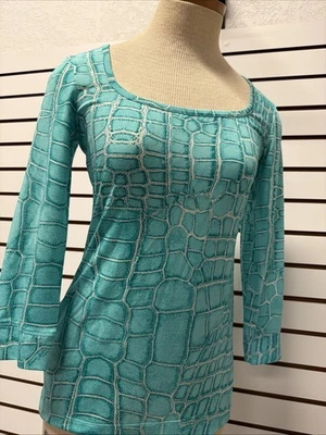 Blusa Camiseta Just Cavalli Azul Estampado Animal Serpiente M Foto 1 de 4