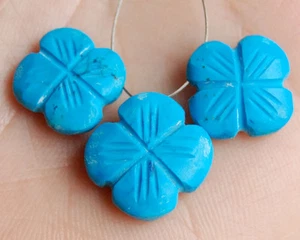 Stabilisierte Türkis Handgeschnitzte Blume Briolette Perlen Set - Bild 1 von 6