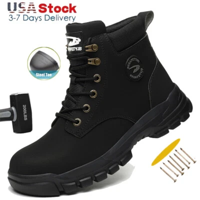 Botas de trabalho biqueira de aço sapatos de segurança masculinos indestrutíveis tênis de caminhada preto - Imagem 1 de 4