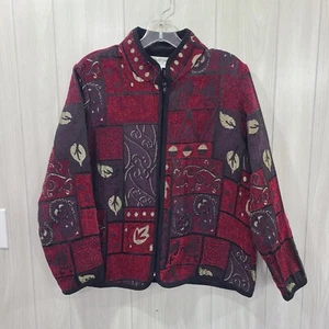Coldwater Creek Retro Textured Patchwork Full Zip Jacket Petite L - Picture 1 of 6