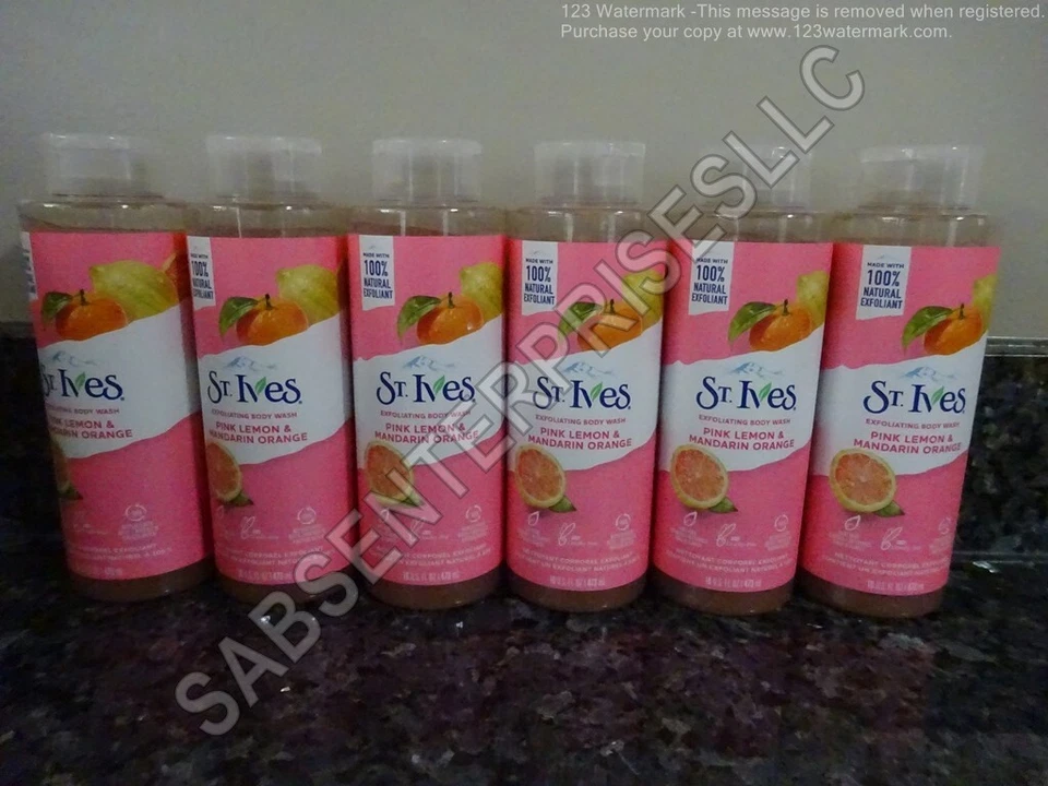 2 St Ives Pink Lemon & Mandarin Orange Exfoliating Body Wash 16 Oz