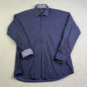 Jared Lang Shirt Adult Medium Blue Flip Cuff Button Up Long Sleeve Casual Mens - Picture 1 of 10