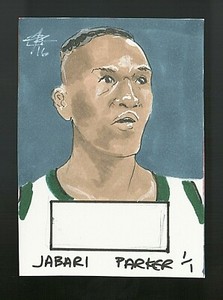 2016 JABARI PARKER 1/1 PORTRAIT SKETCH ART CARD BY ARTIST JON RADEMACHER =H332=