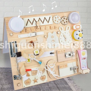 Montessori Unlock Toy Baby Double Sided Busy Board Wooden Sensory Toys Learning - Picture 1 of 11