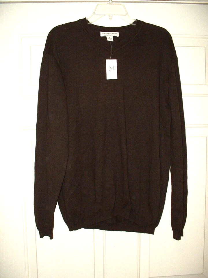 Suéter Para Hombre Pronto-Cuomo Marrón Chocolate Algodón Cachemira Mediano Nuevo Con Etiquetas Foto 1 de 1