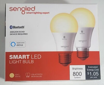 (2-Pk) Sengled Smart Bluetooth Mesh A19 LED Light Bulb Soft White B11-N11W 2P - Image 1 of 4