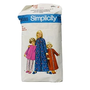Vintage 1970’s SIMPLICITY 9688 Sewing Pattern Girls Robe/ Top/Pants Size 8 Kids - Picture 1 of 5