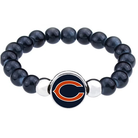 Chicago Bears Women's Men's Black Beaded Chain Bracelet  GiftPkg D1 Cover
