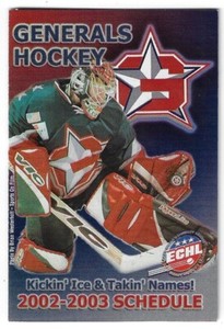 2002-03 Greensboro Generals ECHL Hockey Schedule !!! Pepsi