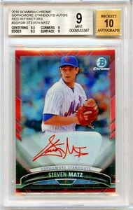 2016 Bowman Chrome Sophomore Standouts Auto RED Refractor /5 Steven Matz BGS 9 - Picture 1 of 1