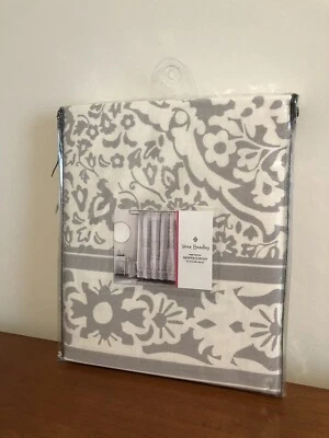 New Vera Bradley Regal Tapestry Grey & Off White 72" x 72" Cotton Shower Curtain - Image 1 of 4