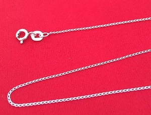 Solid 925 Sterling Silver Fine 1 mm 16 18 20 22 24 Inch Open Curb Chain Necklace - Picture 1 of 10