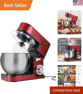 Compact 6.5QT Kitchen Mixer - Efficient Tilt-Head Design & Splash Guard, Red - Picture 1 of 8