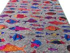 Handmade 9'x6' Modern Fish Rug (Sari Silk)  Multicolored Living Room Statement