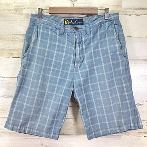 Nautica Mens Blue Plaid 100% Cotton 10" Inseam Shorts Size 33 - Picture 1 of 6