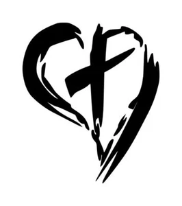 Cross Heart Decal #1 3"x3.5" Choose Color - Picture 1 of 2