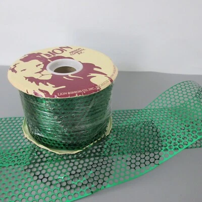 VTG Lion Ribbon Company Harlequin Green Metallic Ribbon 3.25"W x 50 yds+ USA - Image 1 of 4