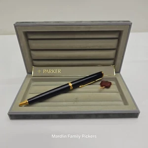 Vintage 1980er Parker Premier schwarz Laque Kugelschreiber Goldrand Neu aus altem Lagerbestand UK mit Box - Bild 1 von 17