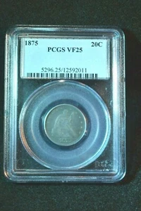 1875 TWENTY CENT PIECE PCGS CERTIFIED VF--25 GREAT KEY DATE COIN!   #35 - Picture 1 of 8
