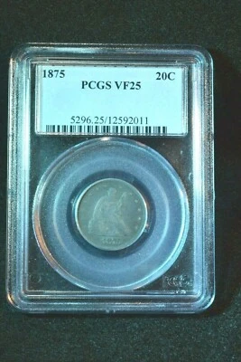 1875 TWENTY CENT PIECE PCGS CERTIFIED VF--25 GREAT KEY DATE COIN!   #35 - Image 1 of 4