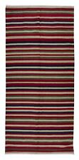 4.8x9.8 Ft Hand-Woven Vintage Turkish Kilim Rug with Colorful Stripes, 100% Wool