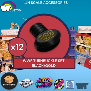 BLACK/GOLD WWF LJN JAKKS STYLE TURNBUCKLES 12x CUSTOM WWE WRESTLING WCW ECW - Picture 1 of 1