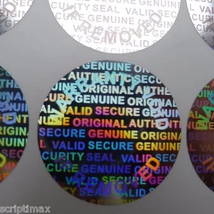 1000 Round 25 MM 1 INCH Security Hologram Tamper Evident Warranty Silver Labels - Picture 1 of 8
