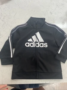 Adidas giacca pista zip bambino taglia 18 mesi nero bianco e grigio nuova senza etichette - Foto 1 di 6