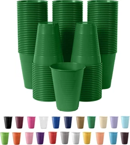Party Solids 12 Oz Green Plastic Cups for Party Supplies 50 Pack | Green Disposa - Picture 1 of 12