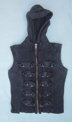 Vintage Tripp Black Denim Handcuff Vest w/Detachable Hood Goth Punk Men Size S - Image 1 of 3