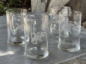 Set of 4 Flying Mallard/Waterfowl 5" Etched Mugs - Picture 1 of 9