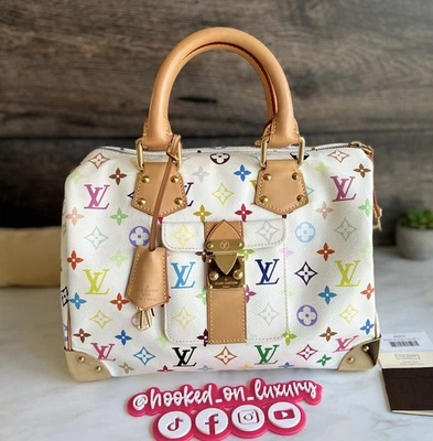 路易威登 Takashi Murakami 白色多色 Speedy 30 手提包 美国华丽 — 第 1/4 张图片