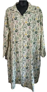 SVAHA USA Floral Print Women's 5XL LS Cream Shirt Dress Beautiful W/Pockets - Picture 1 of 5
