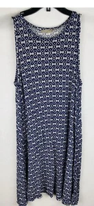 Loft Blue White Shift A Line Sleeveless Womens Knit/Spandex Dress Size Medium - Picture 1 of 6