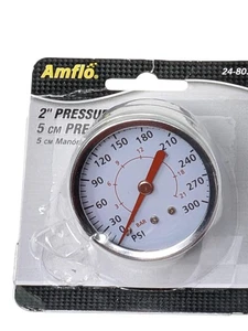 Amflo 2" Pressure Gauge 24-803 300 PSI Back Mount Adapter Air Compressor Tool - Picture 1 of 4