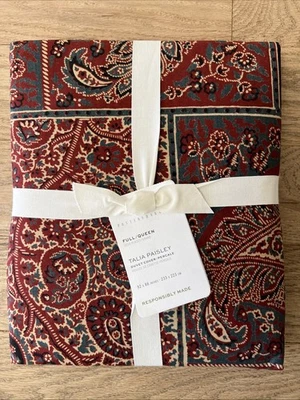 Funda nórdica Pottery Barn Talia cachemira percal roja multi completa reina Foto 1 de 3