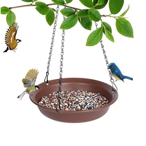 Hanging Bird Feeder with Hole, Platform Flat Bird Seed Tray for Outdoors, Car... - Picture 1 of 9