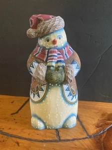 Vintage Holz handbemalt Schneemann G DeBrekht Studios limitiert 2000 Weihnachten - Bild 1 von 8
