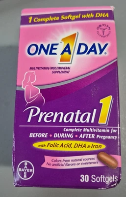 ONE a DAY Mujer Prenatal 1 Multivitamínico 30 Ct. Ácido Fólico, DHA, Hierro Exp 12/26 Foto 1 de 4