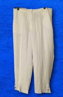 NWT Ruby Rd. Spring is In The Air White Linen Capri Embellished Hem Size 12 - Image 1 of 4