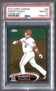 2012 ALBERT PUJOLS PSA 10 GEM MINT #80 TOPPS CHROME FACING LEFT-FREE SHIP/POP 13 - Picture 1 of 2