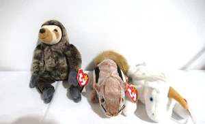 Ty Beanie Babies Mystic Unicorn Chipper Ardilla y Slowpoke The Sloth Con Etiquetas - Imagen 1 de 6