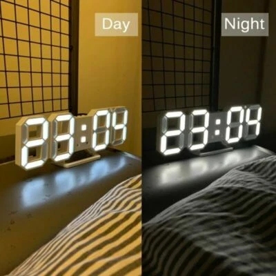 3D LED Digital Wall Clock Alarm Date Temperature Table Desktop Home Decor USB - Image 1 of 4