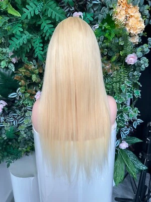 100% Human Hair 全新女式天然长发 #613 金发直发 18 英寸 — 第 1/3 张图片