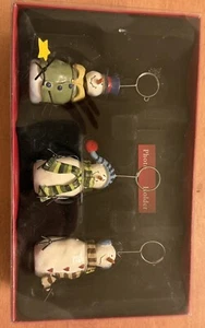 Nikolaus Quadrat Foto Halter Weihnachtsschmuck 3er Set Schneemänner 4" - Bild 1 von 3