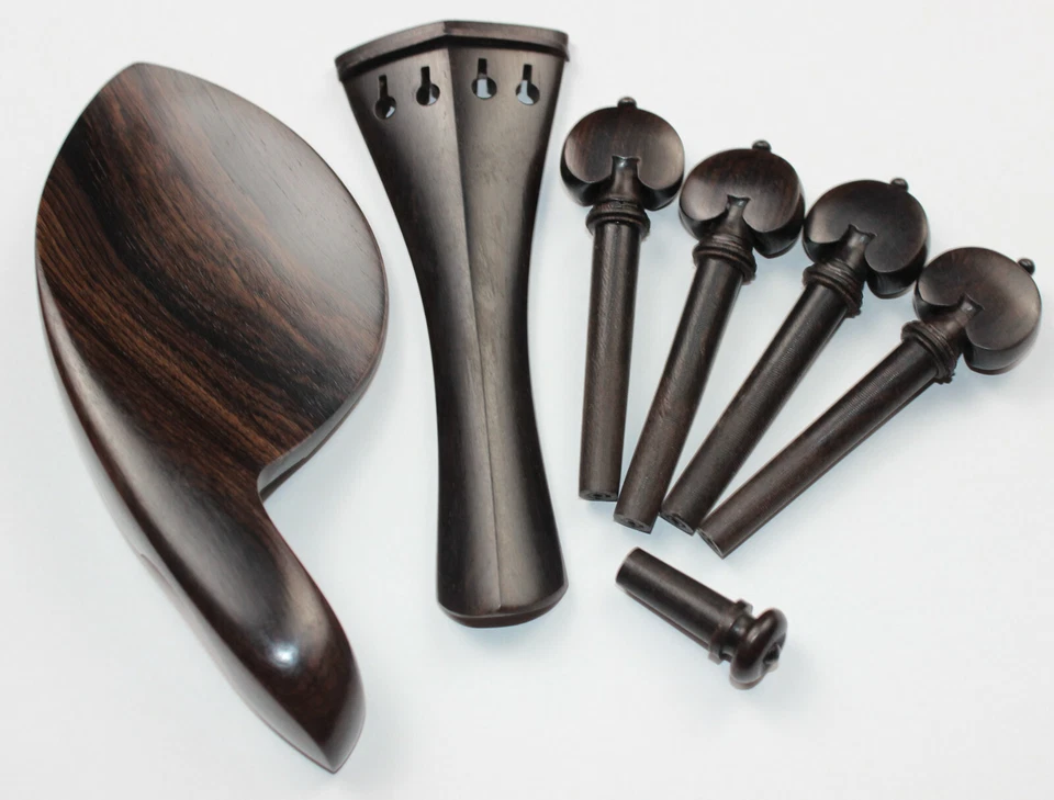 1set Brand new natural ebony 4/4 violin parts peg tailpiece chinrest endpin - Image 1 of 1