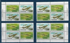CANADA # 875-6 35c MATCHED SET PLATE BLOCKS, MNH VF MILITARY AIRCRAFT - Picture 1 of 1