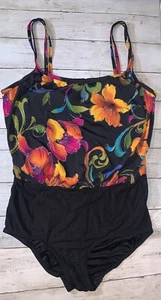 Traje de baño de una pieza floral adelgazante retro talla 18W tropical para mujer pulgadas de distancia - Imagen 1 de 9