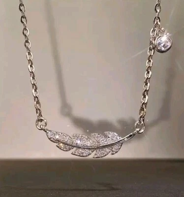 Collar colgante Artificila cristal ángel pluma ala plata 925 chapado Foto 1 de 4