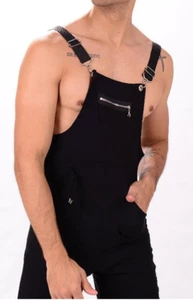 ๐ค๐ Black Festival Overalls | Slim Fit Jumpsuit Casual Chic Rave Party Wear XL - Picture 1 of 5